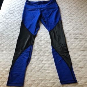 Blue and black leggings